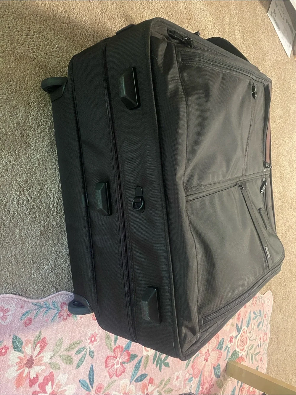 Tumi Large Garment Checked Black Rolling Garment Bag travel business